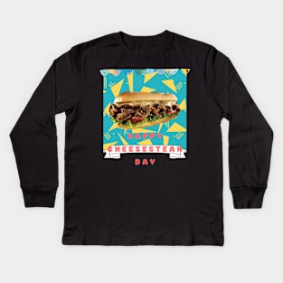 Happy national cheesesteak day Kids Long Sleeve T-Shirt